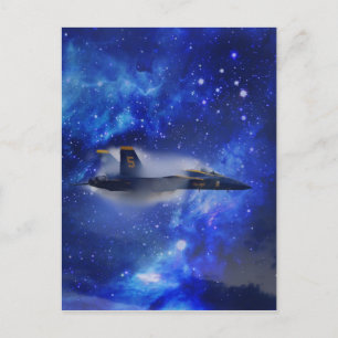 Supersonic sound barrier jet postcard