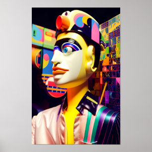 Superstar 80 Ken Gauge Retrowave Pop Surrealism Poster
