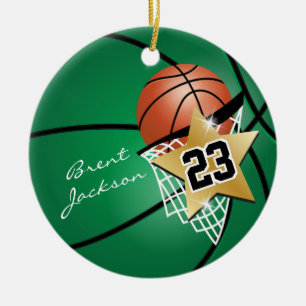Superstar Autograph Basketball - Dark Green Ceramic Ornament