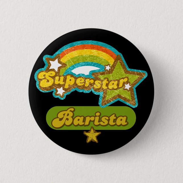 Superstar Barista 6 Cm Round Badge (Front)