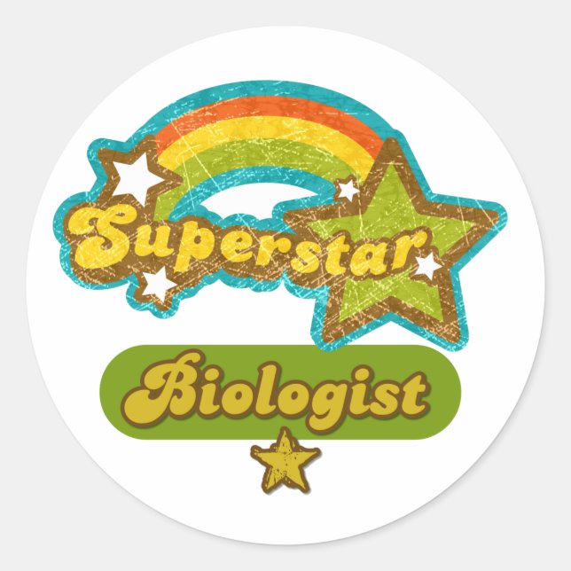 Superstar Biologist Classic Round Sticker (Front)
