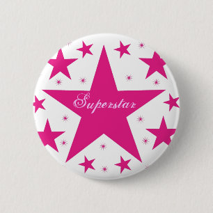 Superstar Button, Pink 6 Cm Round Badge