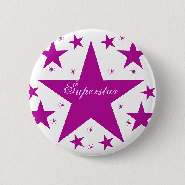 Superstar Button, Purple 6 Cm Round Badge (Front)