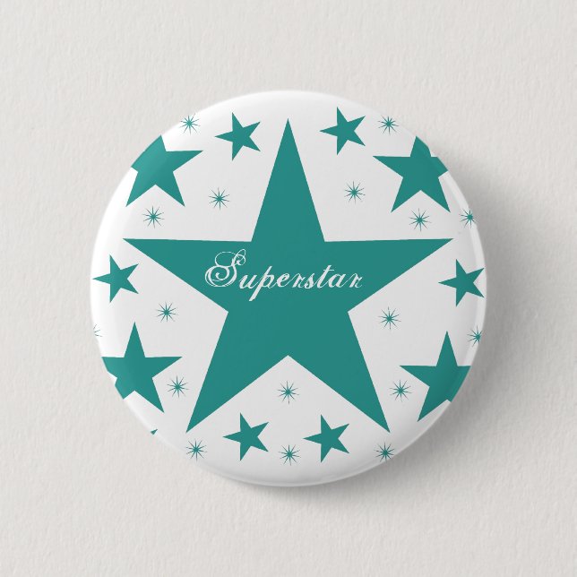 Superstar Button, Teal 6 Cm Round Badge (Front)