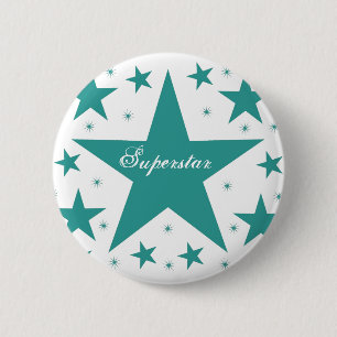 Superstar Button, Teal 6 Cm Round Badge