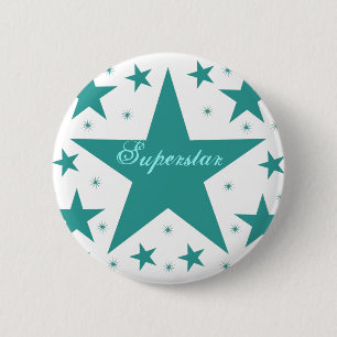 Superstar Button, Teal 6 Cm Round Badge