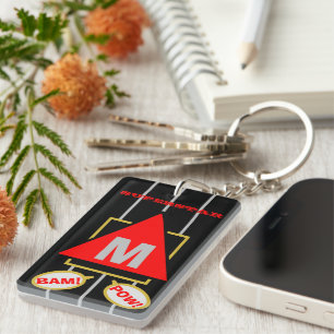 Superstar Cartoon Monogram Black Red Key Ring