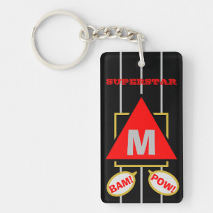 Superstar Cartoon Monogram Black Red Key Ring