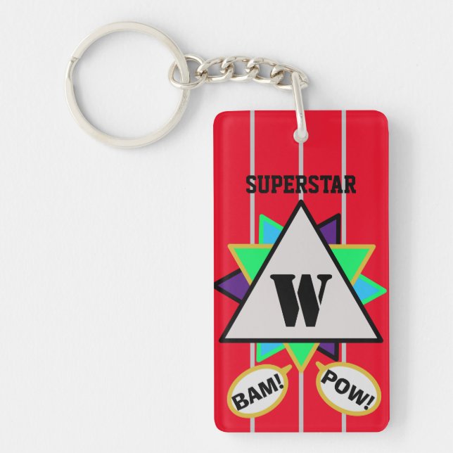 Superstar Cartoon Monogram Red Black Key Ring (Front)