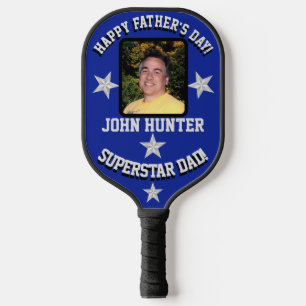 "Superstar Dad" Father's Day Blue/Silver Pickleball Paddle