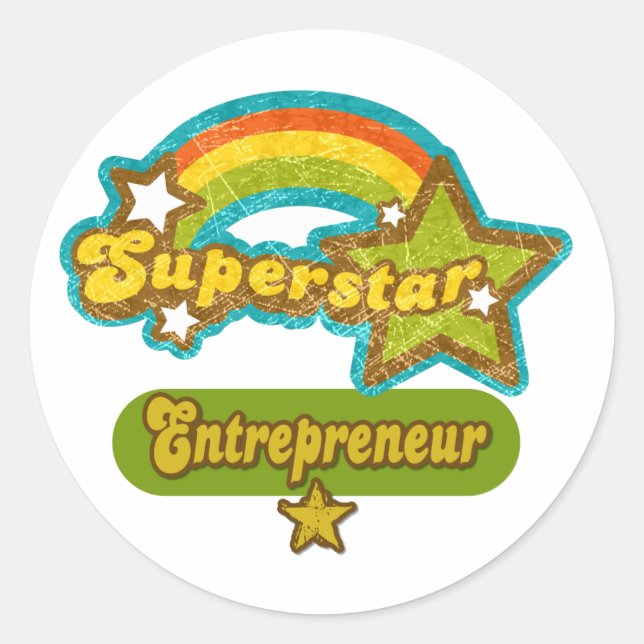 Superstar Entrepreneur Classic Round Sticker (Front)