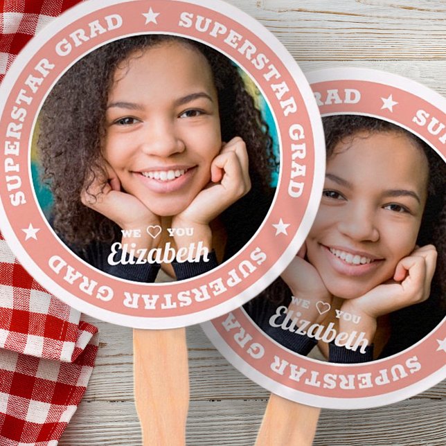 Superstar Grad Graduation Modern Custom Photo Hand Fan (Creator Uploaded)