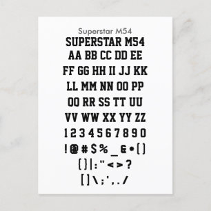Superstar M54 - Zazzle Font Sampler Sheet Postcard