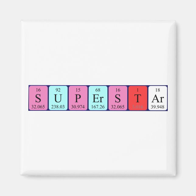 Superstar periodic table name magnet (Front)
