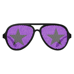 Superstar Rockstar Cool Black Star Purple Party Aviator Sunglasses