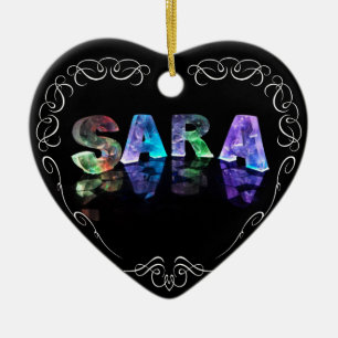 Superstar Sara -  Name in Lights (Photograph) Ceramic Ornament