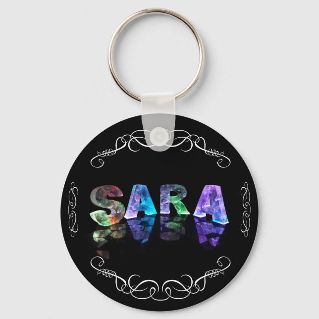 Superstar Sara -  Name in Lights (Photograph) Key Ring (Front)