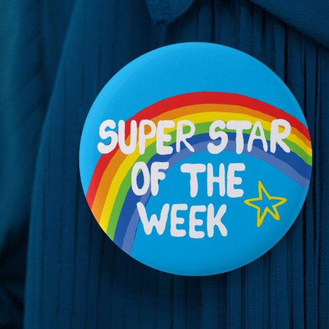 Superstar star pupil of the week amazing student  6 cm round badge (Creator Uploaded)