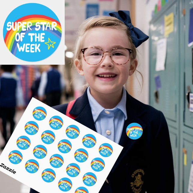 Superstar star pupil of the week amazing student  classic round sticker (Creator Uploaded)