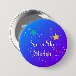 SuperStar Student with Stars  7.5 Cm Round Badge