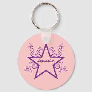 Superstar Swirls Keychain, Purple Key Ring
