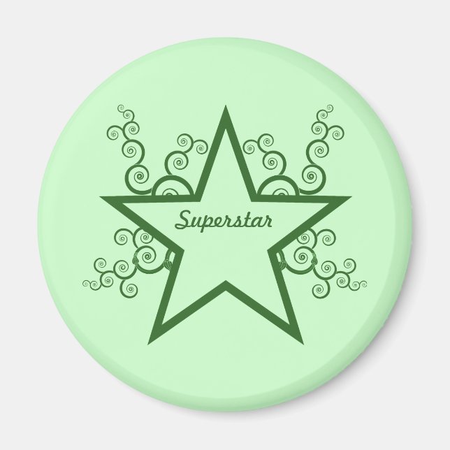 Superstar Swirls Magnet, Forest Green Magnet (Front)