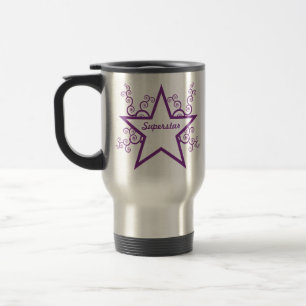 Superstar Swirls Mug, Purple Travel Mug