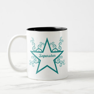 Superstar Swirls Mug, Teal Two-Tone Coffee Mug