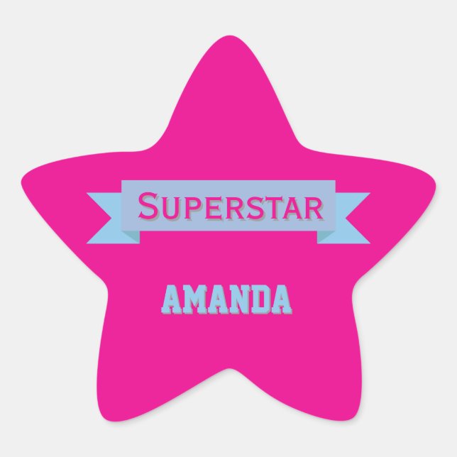 Superstar with Custom Name Star Sticker (Front)