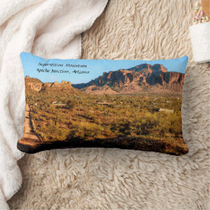 Superstion Mountain Arizona Desert Dirt Road Lumbar Cushion