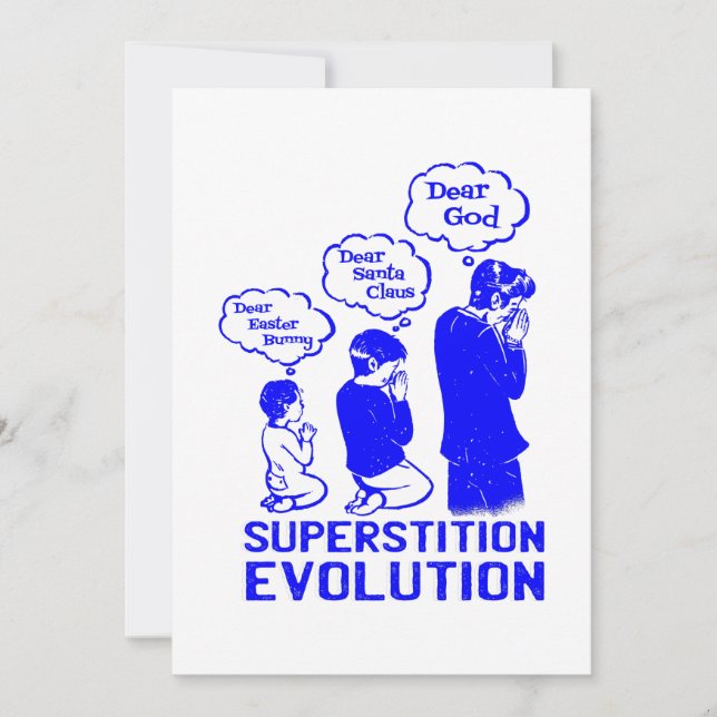 superstition evolution funny invitation (Front)