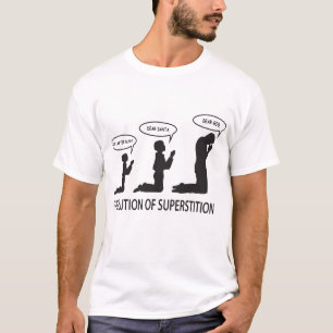Superstition Evolution Mens Funny Atheist T-Shirts