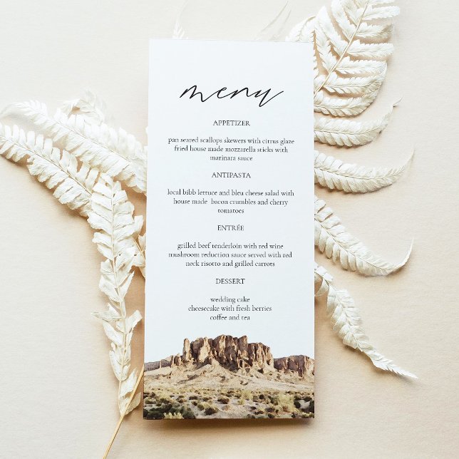 SUPERSTITION MOUNTAIN Watercolor Wedding Menu Card (Creator Uploaded)