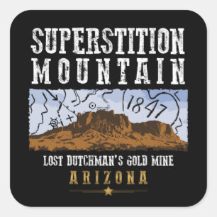SUPERSTITION MOUNTAINS ARIZONA SQUARE STICKER