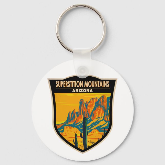 Superstition Mountains Arizona Vintage  Key Ring (Front)