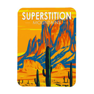 Superstition Mountains Arizona Vintage Magnet
