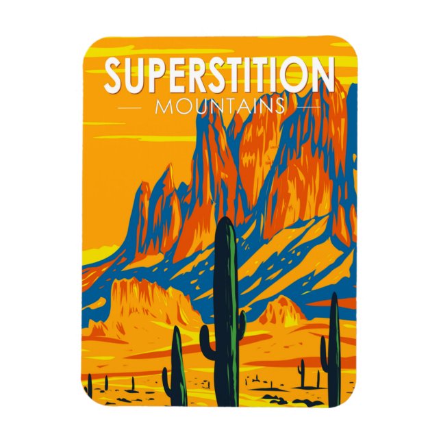 Superstition Mountains Arizona Vintage  Magnet (Vertical)
