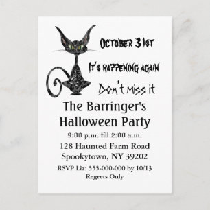 Superstitious Black Cat Postcard invite