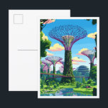 Supertree Grove Singapore Art Travel illustration Postcard<br><div class="desc">Supertree Grove Singapore Art vintage travel place illustration</div>