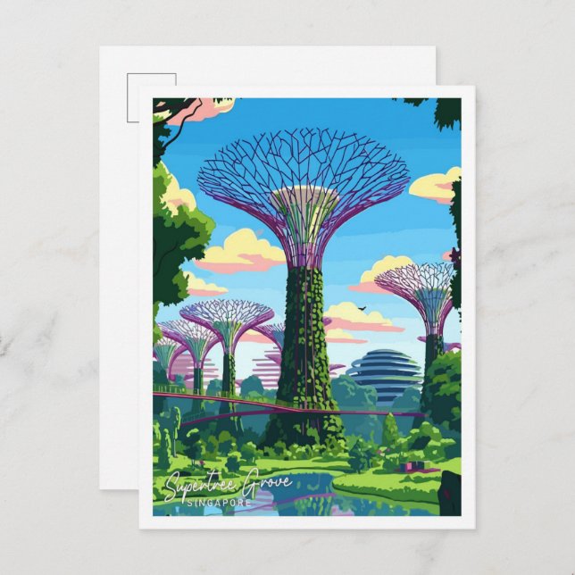 Supertree Grove Singapore Art Travel illustration Postcard (Front/Back)