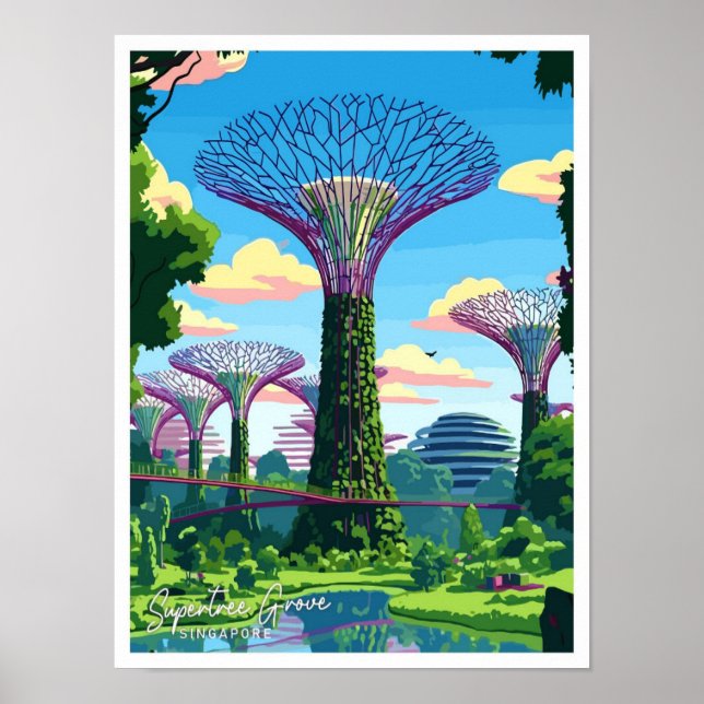 Supertree Grove Singapore Art Travel illustration Poster (Front)