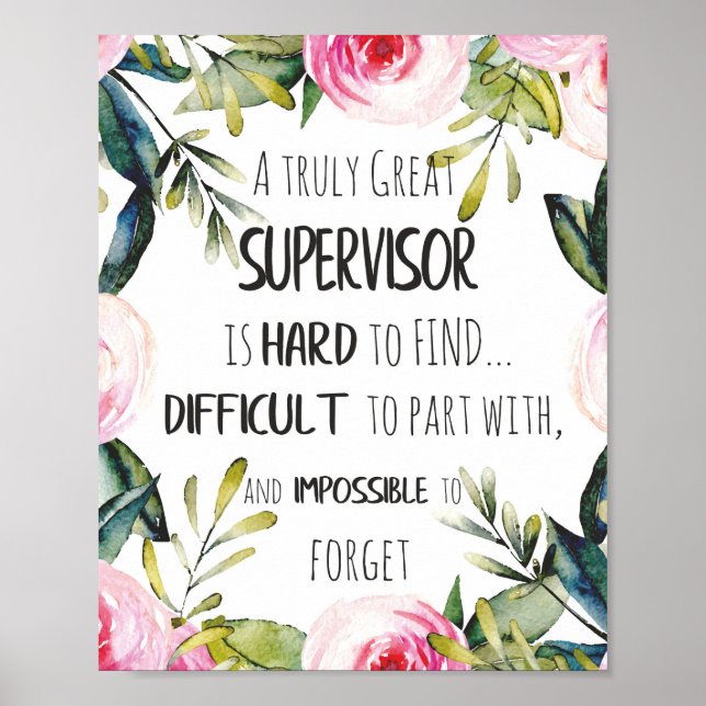 Supervisor Appreciation Thank you Quote Boss Poster (Front)