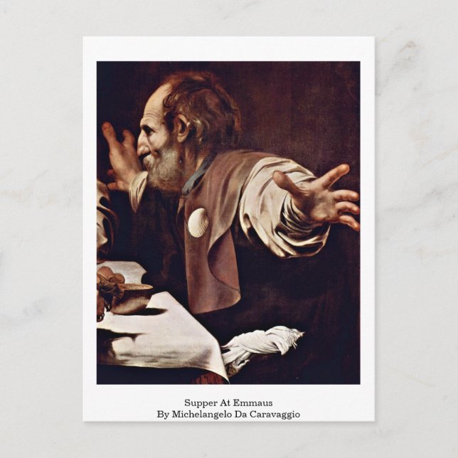 Supper At Emmaus By Michelangelo Da Caravaggio Postcard (Front)