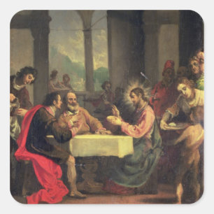 Supper at Emmaus, c.1600-05 (oil on panel) Square Sticker