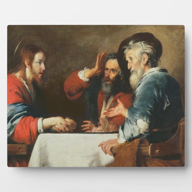Supper at Emmaus (oil on canvas) 2 Plaque (Front)
