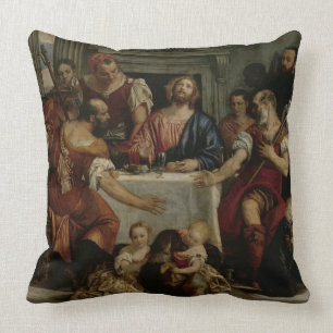 Supper at Emmaus (oil on canvas) Cushion