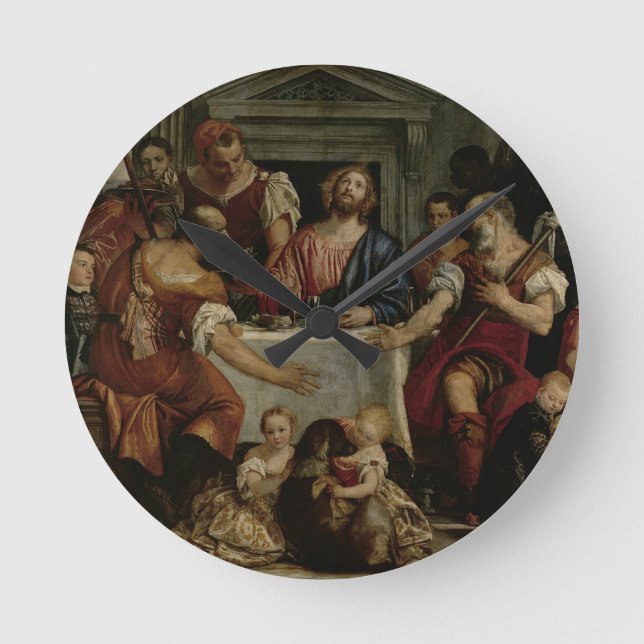 Supper at Emmaus (oil on canvas) Round Clock (Front)