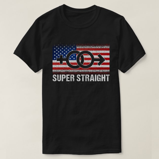 Supper Straight American Flag T-Shirt (Design Front)