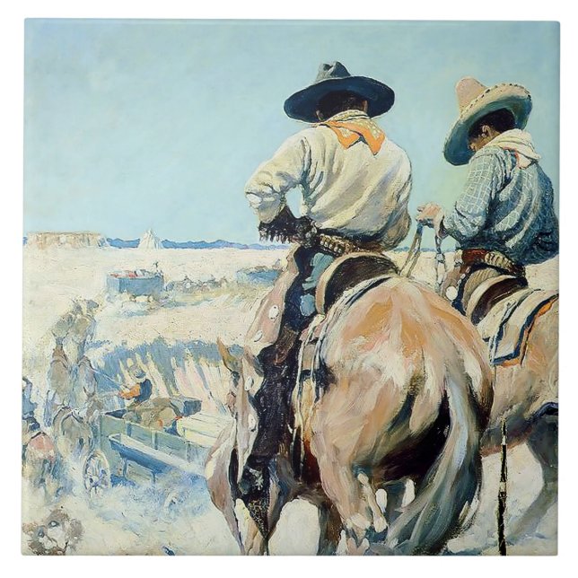 Supply Wagon Western Art by NC Wyeth Ceramic Tile (Front)