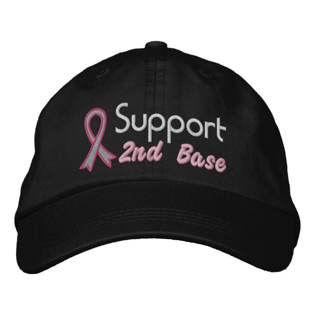 Support 2nd Base - Breast Cancer Embroidered Hat (Front)
